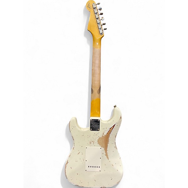 Used 2024 Fender Custom Shop Limited Edition '62 Stratocaster Heavy Relic Aged Olympic White Over 3-Color Sunburst Solid B...