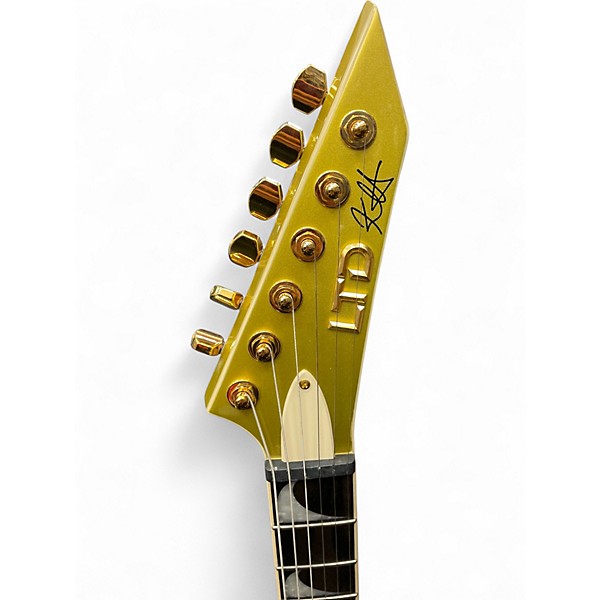 Used 2022 ESP Kirk Hammett Signature KH-V Metallic Gold Sparkle Solid Body Electric Guitar