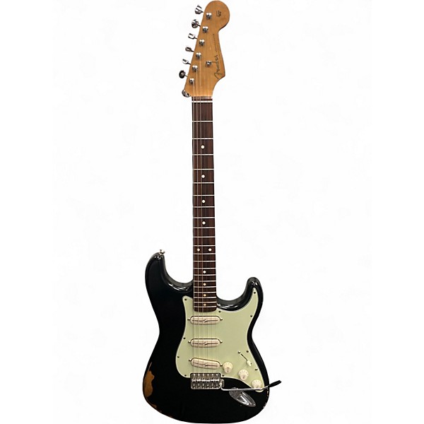 Used Fender 2018 MIM RAODWORN STRATOCASTER WITH PICKUP UPGRADE Black Solid Body Electric Guitar