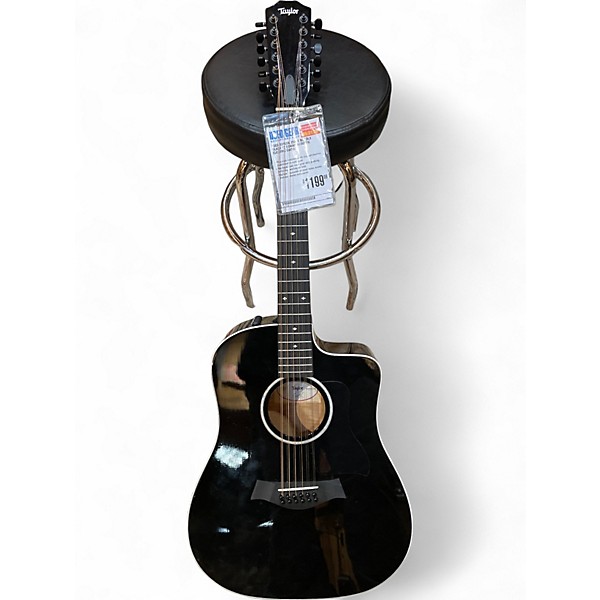Used Taylor 250CE BLK DLX Black 12 String Acoustic Electric Guitar