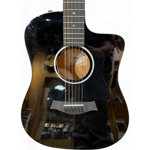 Used Taylor 250CE BLK DLX Black 12 String Acoustic Electric Guitar
