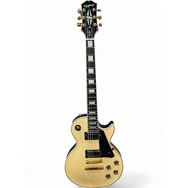 Used Epiphone Les Paul Custom Blackback Pro Antique Ivory Solid Body Electric Guitar