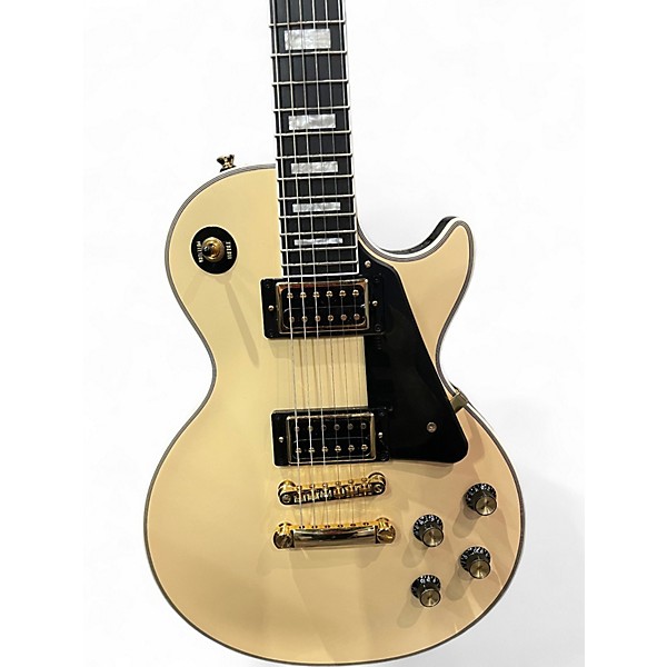 Used Epiphone Les Paul Custom Blackback Pro Antique Ivory Solid Body Electric Guitar