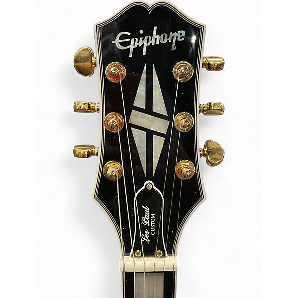 Used Epiphone Les Paul Custom Blackback Pro Antique Ivory Solid Body Electric Guitar