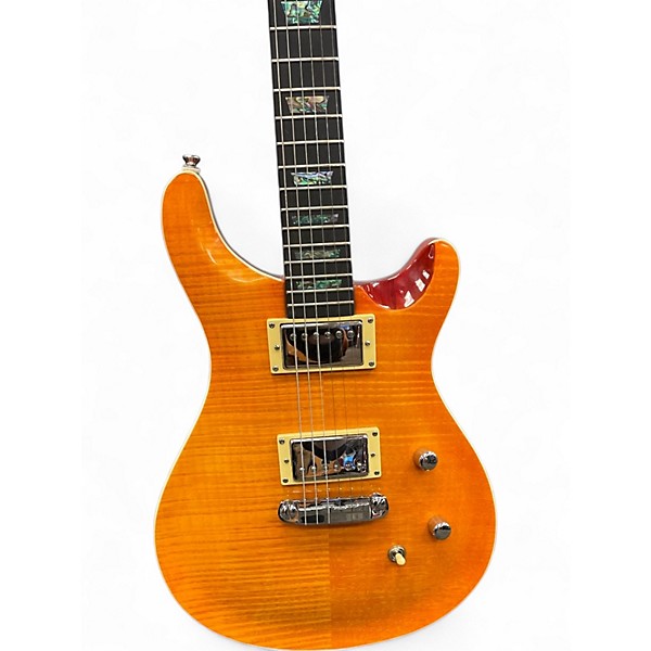 Used Aio Wolf W400 Trans Amber Solid Body Electric Guitar