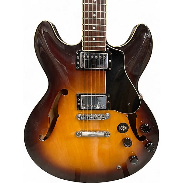 Vintage 1990s Yamaha SA 1100 2 Color Sunburst Hollow Body Electric Guitar