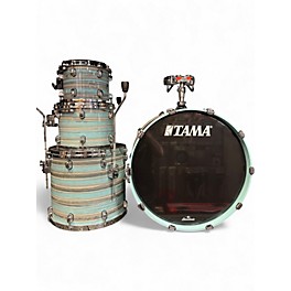 Used TAMA 4 Piece Starclassic Stripped Torquoise Drum Kit