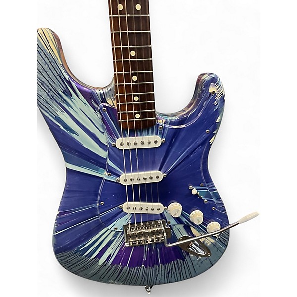 Used 2003 Fender Splattercaster Stratocaster WHITE AND BLUE