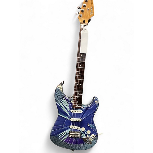 Used 2003 Fender Splattercaster Stratocaster WHITE AND BLUE