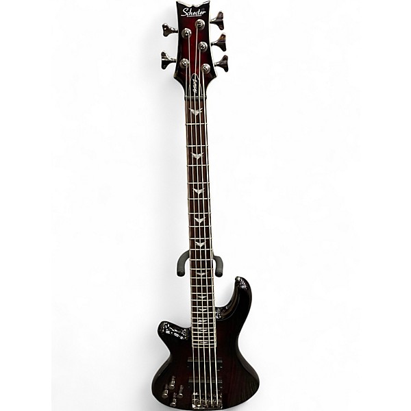 Used Schecter Guitar Research Stiletto Extreme 5 String  Crimson Burst Electric Bass Guitar