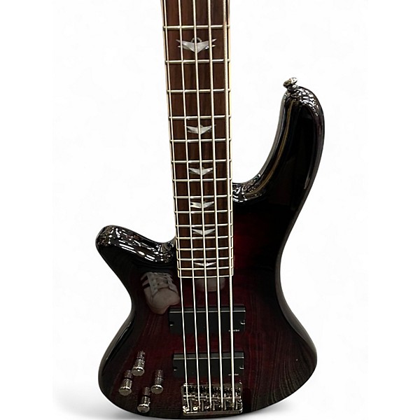 Used Schecter Guitar Research Stiletto Extreme 5 String  Crimson Burst Electric Bass Guitar