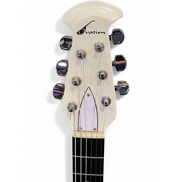 Vintage 1970s Ovation Breadwinner White Solid Body Electric Guitar