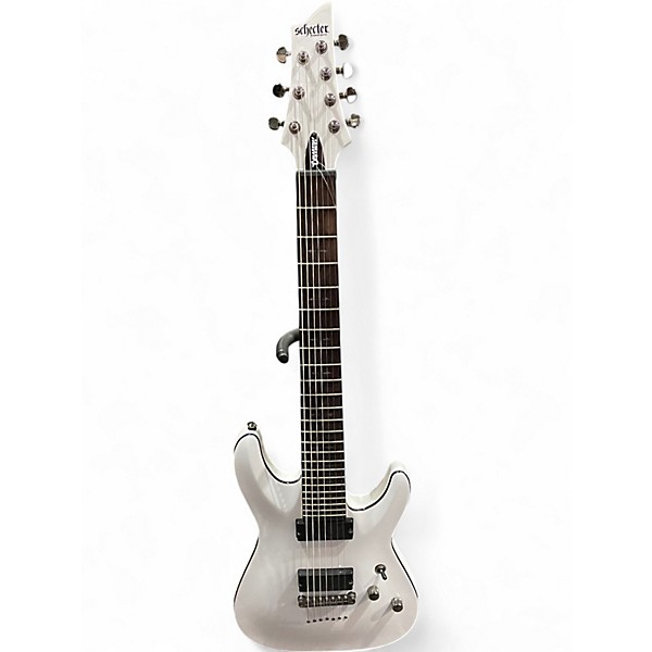 Used Schecter Guitar Research Demon 7 String White Solid Body Electric Guitar