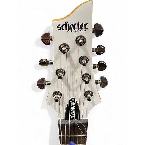 Used Schecter Guitar Research Demon 7 String White Solid Body Electric Guitar