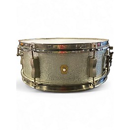 Vintage 1950s Ludwig 5.5X14 Keystone Snare Silver Sparkle Drum