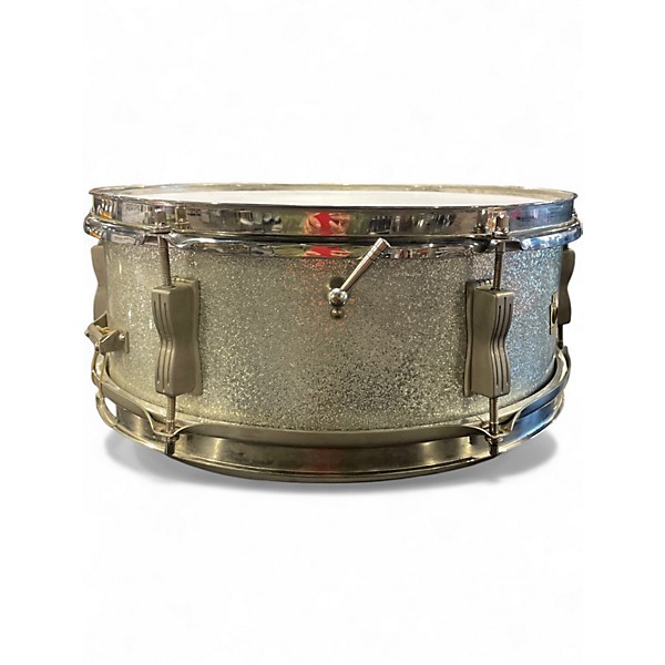 Vintage 1950s Ludwig 5.5X14 Keystone Snare Silver Sparkle Drum