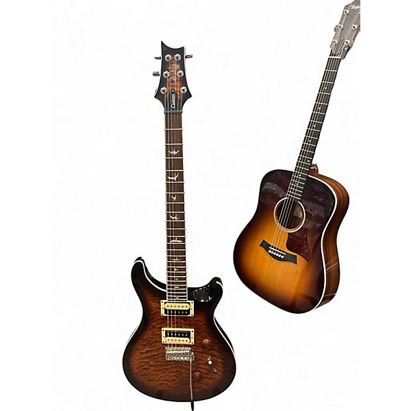 Used PRS SE Custom 24 Black Gold Sunburst Solid Body Electric Guitar