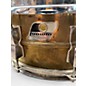 Used Ludwig 14X5.5 Raw Brass Rocker Black White Badge Snare Brass Drum