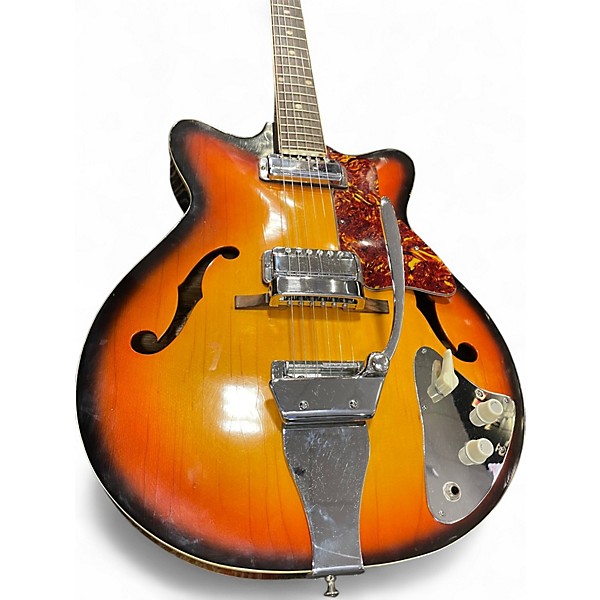 Used Kingston Teisco 3 Color Sunburst Hollow Body Electric Guitar