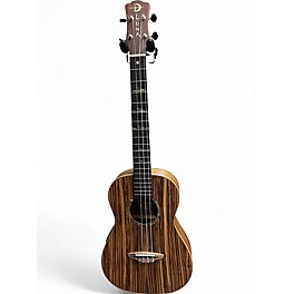Used Luna Baritone Zebra Acoustic-Electric Ukulele Natural High Tide D NATURAL Ukulele
