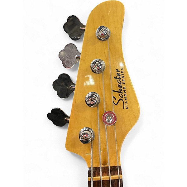 Used Schecter Guitar Research Diamond P Custom White Electric Bass Guitar