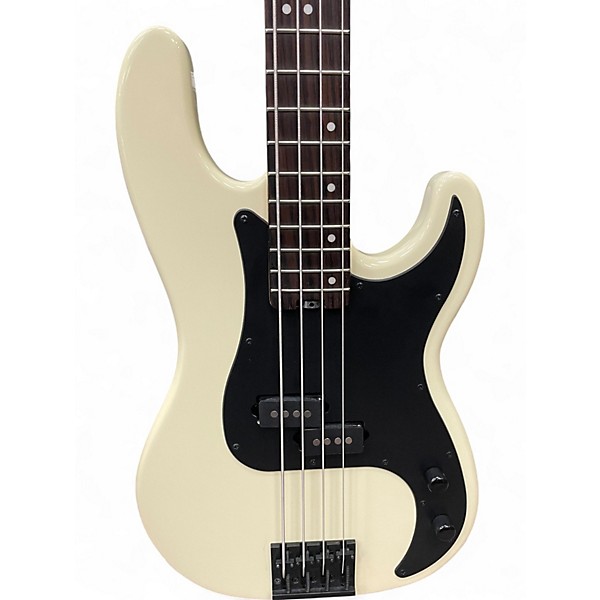Used Schecter Guitar Research P-4 4-String Ivory Black Pickguard Electric Bass Guitar