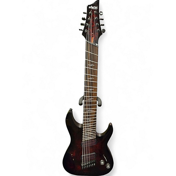 Used Schecter Guitar Research OMEN ELITE 8 Crimson Red Trans Solid Body Electric Guitar