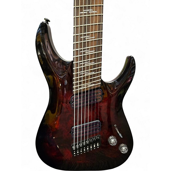 Used Schecter Guitar Research OMEN ELITE 8 Crimson Red Trans Solid Body Electric Guitar