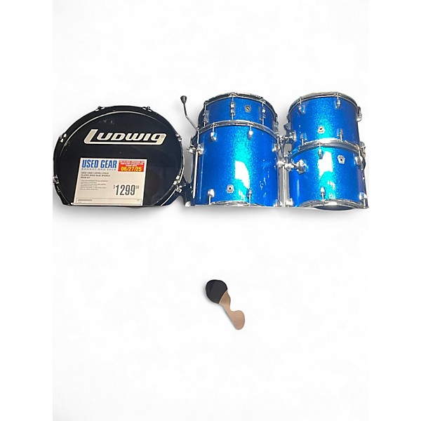 Used 1980s Ludwig 5 Piece Classic Birch Blue Sparkle Drum Kit