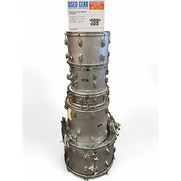 Used Pearl 5 Piece FIBERSTAR SILVER Drum Kit