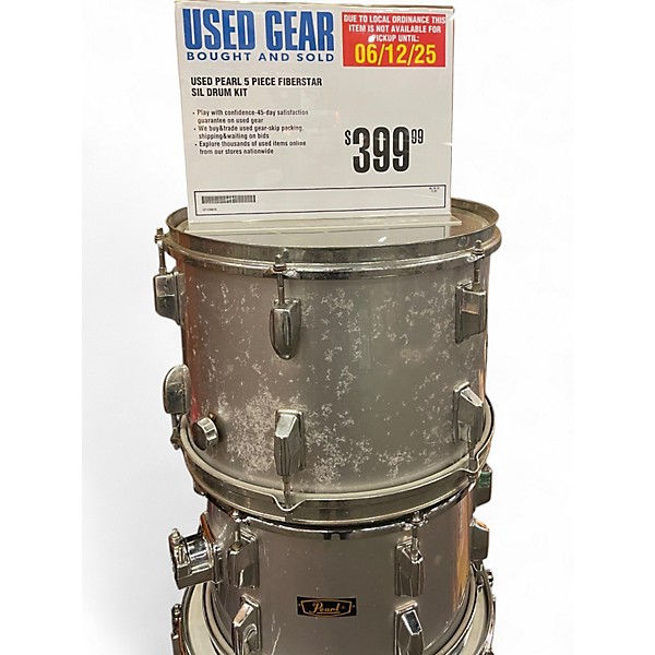 Used Pearl 5 Piece FIBERSTAR SILVER Drum Kit