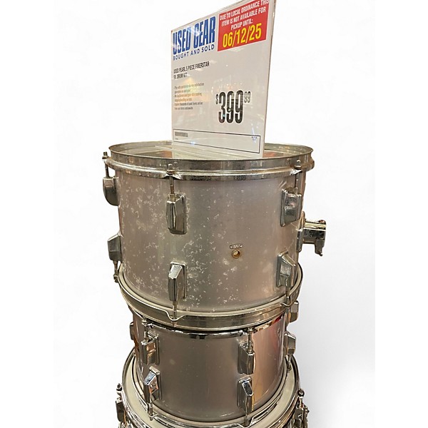 Used Pearl 5 Piece FIBERSTAR SILVER Drum Kit