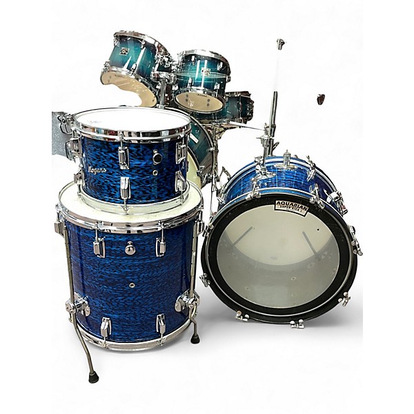 Vintage 1960s Rogers 3 Piece Holiday Blue Drum Kit