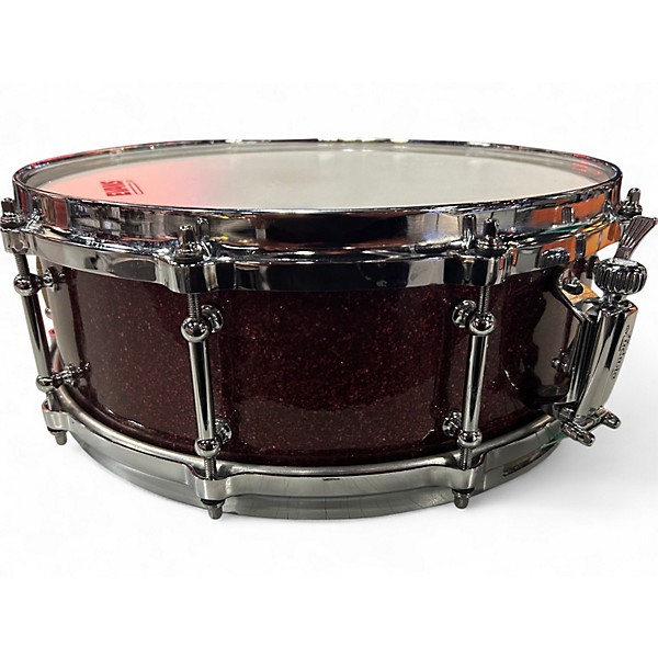Used 2010s Ludwig 14in Classic Maple Snare Red Sparkle Drum