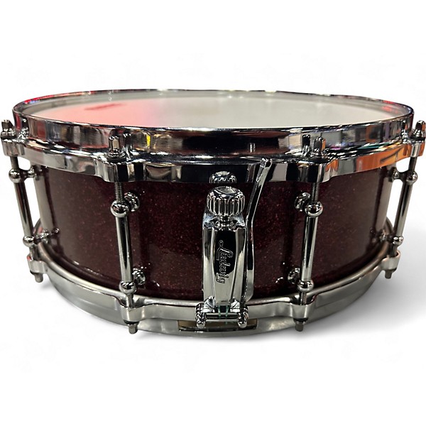 Used 2010s Ludwig 14in Classic Maple Snare Red Sparkle Drum
