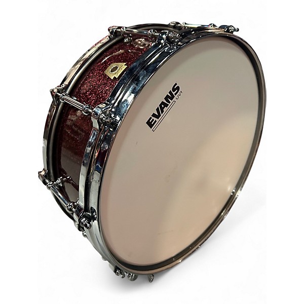 Used 2010s Ludwig 14in Classic Maple Snare Red Sparkle Drum