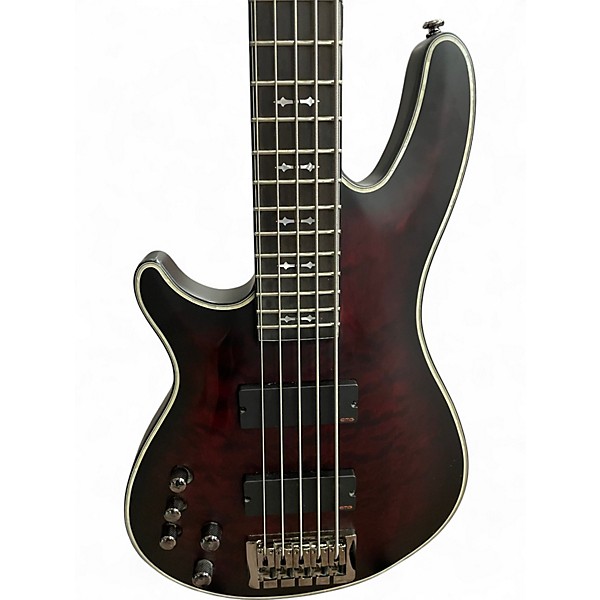 Used Schecter Guitar Research Hellraiser Extreme 5 String Crimson Red Burst Electric Bass Guitar