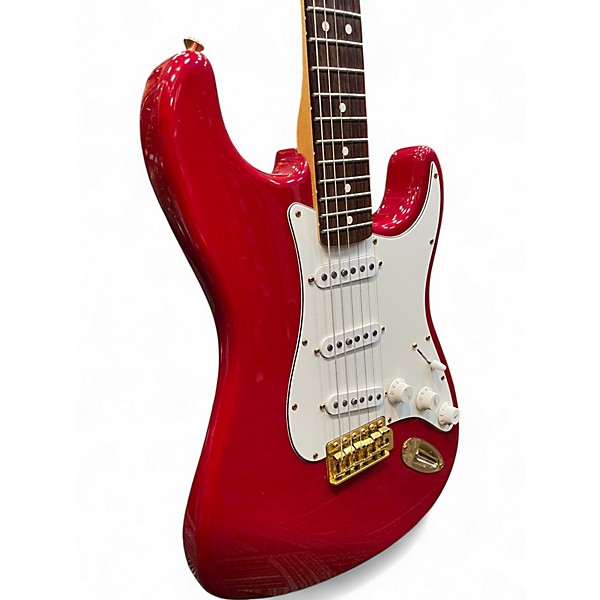 Used Fender Deluxe Stratocaster Crimson Red Trans Solid Body Electric Guitar