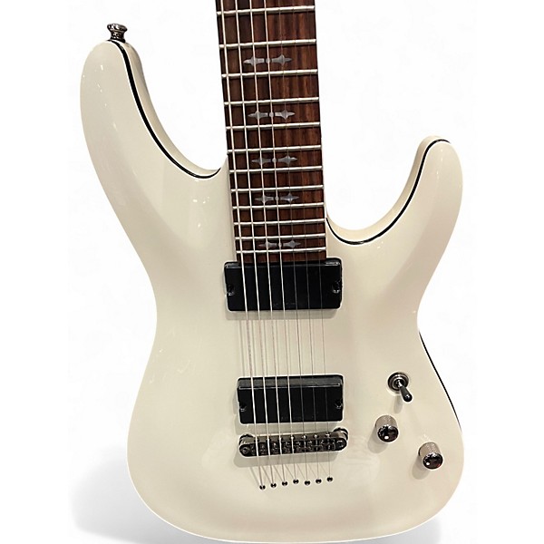Used Schecter Guitar Research Demon 7 String Arctic White Solid Body Electric Guitar