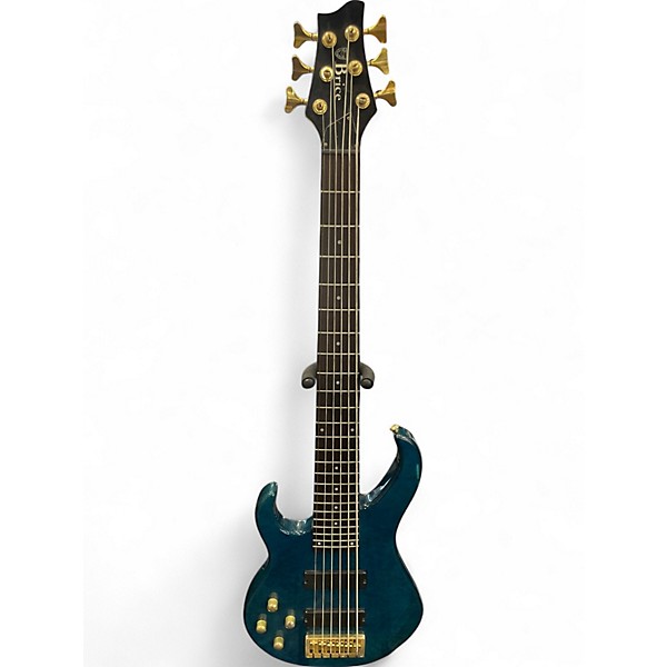Used Brice 6 STRING HH Blue Electric Bass Guitar