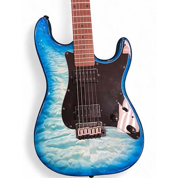 Used Schecter Guitar Research TRADITIONAL PRO Trans Blue Solid Body Electric Guitar