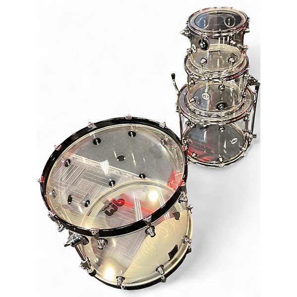 Used DW 4 Piece Design Series Acrylic clear Drum Kit