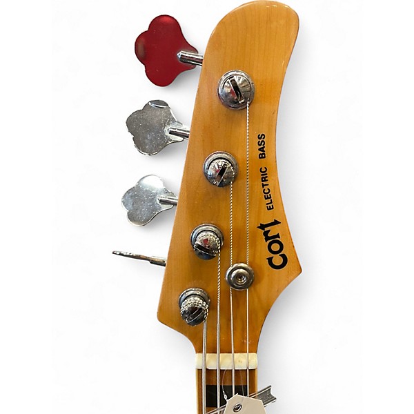 Used Cort Jazz Black and White Electric Bass Guitar