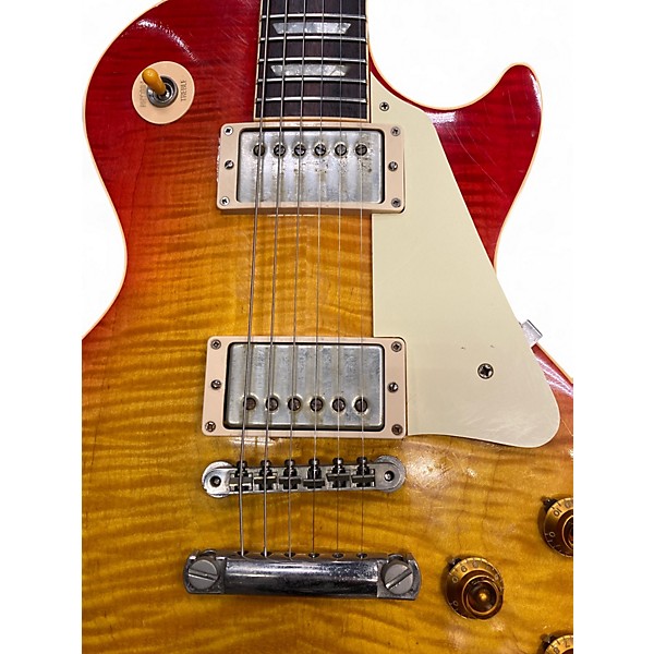Vintage 2000s Gibson 1958 Reissue Les Paul Flame Top Cherry Sunburst Solid Body Electric Guitar