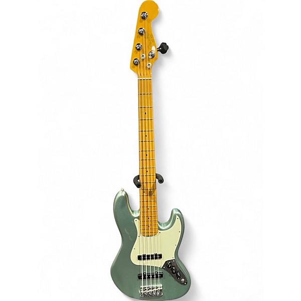 Used 2022 Fender AMERICAN PROFESSIONAL JAZZ V MYSTIC SURF GREEN Electric Bass Guitar