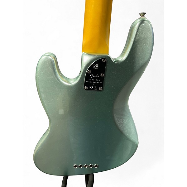 Used 2022 Fender AMERICAN PROFESSIONAL JAZZ V MYSTIC SURF GREEN Electric Bass Guitar