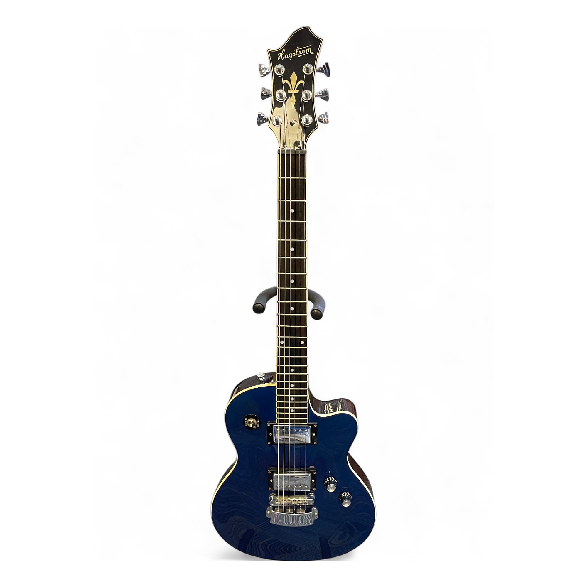 Used Hagstrom D2H BLUE SPARKLE Solid Body Electric Guitar BLUE