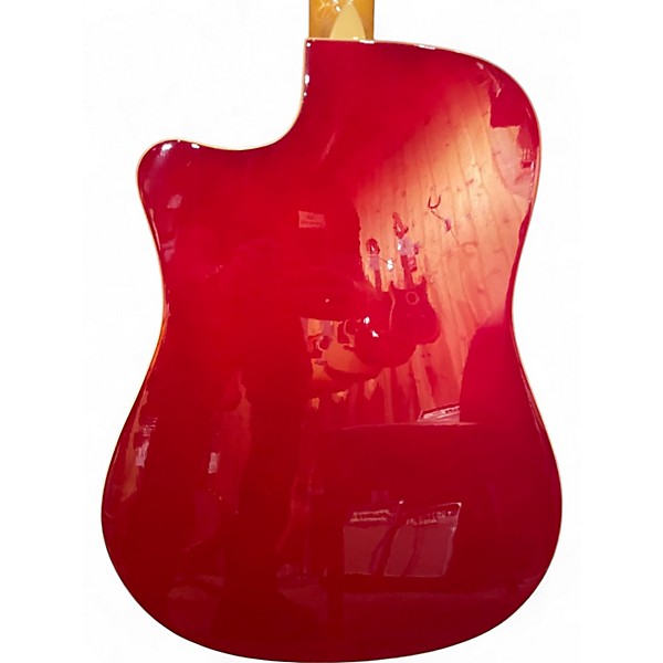 Used Fender Sonoran Candy Apple Red Acoustic Electric Guitar