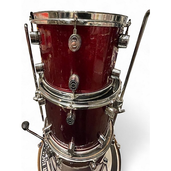 Used DW 4 Piece Performance Series Candy Apple Red Metallic Drum Kit