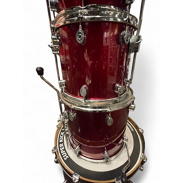 Used DW 4 Piece Performance Series Candy Apple Red Metallic Drum Kit